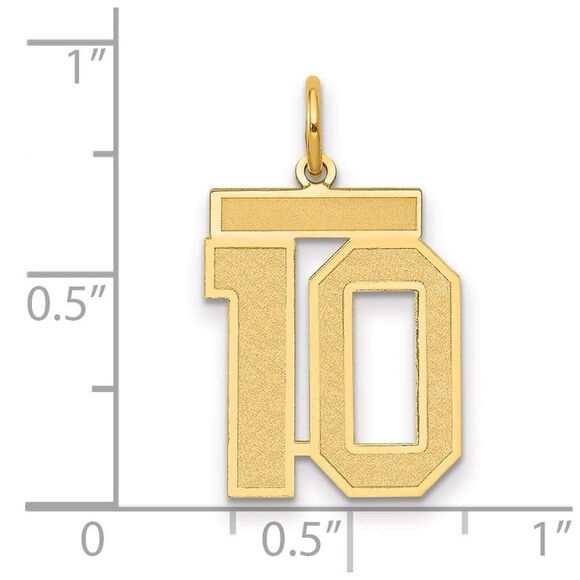 14k Yellow Gold, Jersey Collection, Medium Number 10 Pendant - Picture 2 of 3